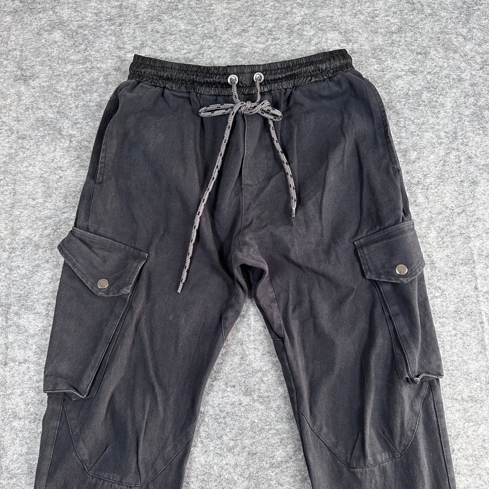 Richie Le Cargo Pants Mens Medium Black Ankle Zip Drawstring‎ Streetwear - Picture 2 of 8